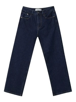 Jeansy Straight Leg Stradivarius granatowy