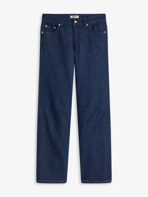 Jeansy straight, mid waist BonPrix niebieski