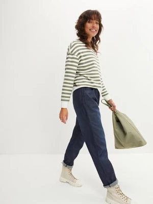 Jeansy straight z gumką w talii, high waist (2 pary) bonprix