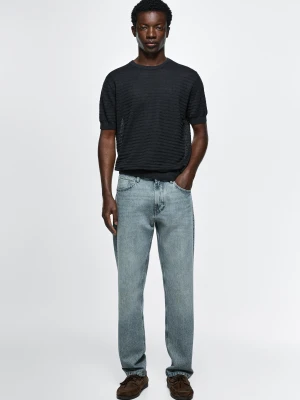 Jeansy Tapered Fit Stone Wash - Niebieski - Massimo Dutti - Male