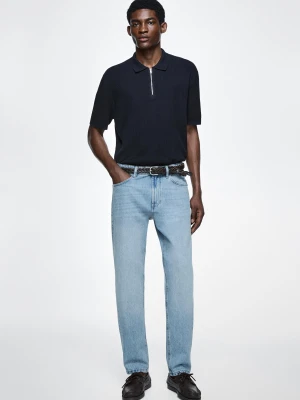 Jeansy Tapered Fit Z Efektem Wybielania - Jasnoniebieski - Massimo Dutti - Male