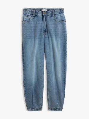 Jeansy typu barrel, cropped BonPrix niebieski