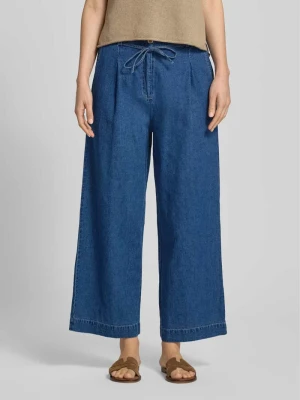 Jeansy typu wide leg z mieszanka lnu i bawełny z wiązany pasek Christian Berg Woman