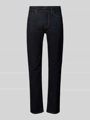 Jeansy w kroju slim fit z tkaniną stylizowaną na denim w surowym wykończeniu Pepe Jeans Ciemnoniebieski