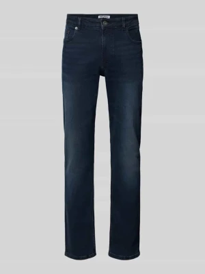Jeansy w kroju slim fit z wpuszczanymi kieszeniami REVIEW Ciemnoniebieski
