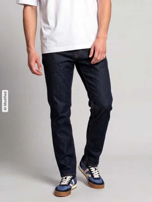 Jeansy w kroju straight fit z mieszanki bawełny model 'Arne' MAC Ciemnoniebieski