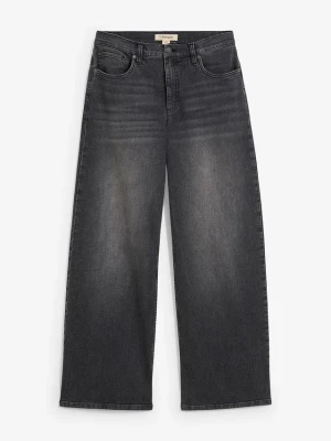 Jeansy wide leg, high waist BonPrix czarny