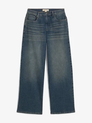 Jeansy wide leg, high waist BonPrix niebieski