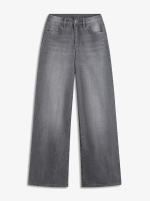 Jeansy wide leg, high waist BonPrix szary