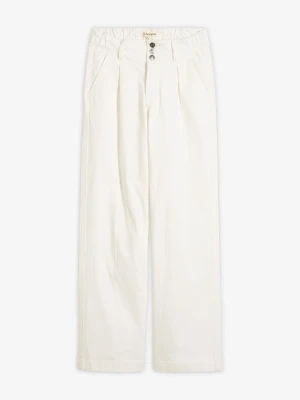 Jeansy wide leg, high waist z wygodną talią BonPrix biały