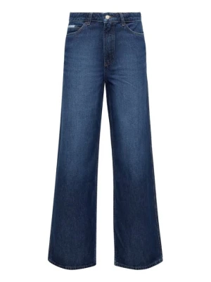 Jeansy wide leg Marc O'Polo granatowy