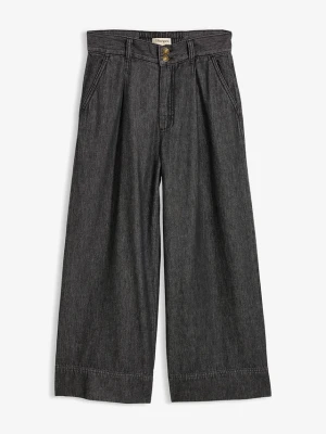 Jeansy wide leg o skróconej długości BonPrix czarny