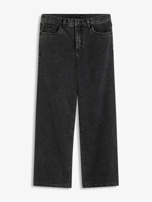 Jeansy wide leg, średni stan BonPrix czarny