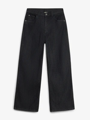 Jeansy wide leg, średni stan BonPrix czarny