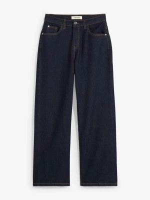 Jeansy wide leg, średni stan BonPrix niebieski