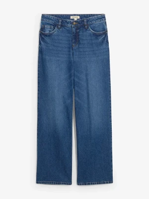 Jeansy wide leg, średni stan BonPrix niebieski