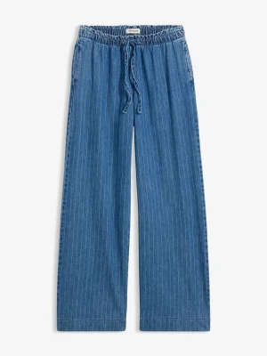 Jeansy wide leg, wsuwane BonPrix niebieski