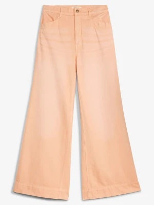 Jeansy wide leg, wysoki stan BonPrix pomarańczowy