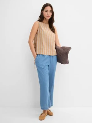 Jeansy wide leg, wysoki stan, krótsza nogawka bonprix