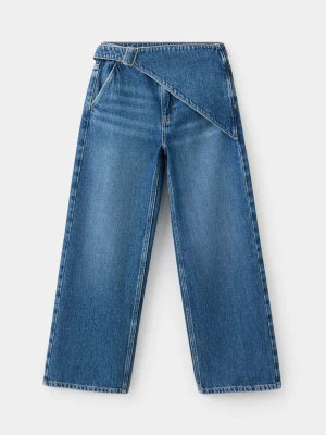 Jeansy wide leg z apaszką ciemnoniebieski - Dzieci - MANGO KIDS