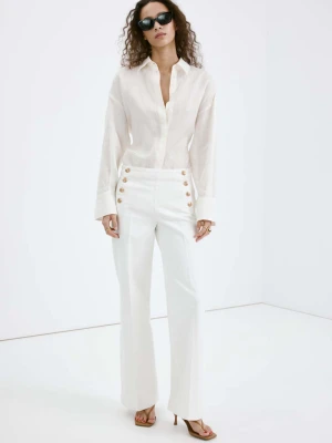 Jeansy wide leg z bocznymi guzikami biały - Kobieta - - MANGO