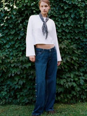 Jeansy wide leg z bocznymi guzikami ciemnoniebieski - Teen - MANGO TEEN