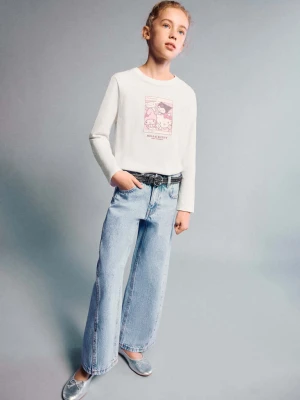 Jeansy wide leg z ćwiekami jasnoniebieski - Dzieci - lata - MANGO KIDS