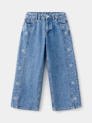 Jeansy wide leg z ćwiekami średni niebieski - Dzieci - - MANGO KIDS