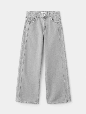 Jeansy wide leg z ćwiekami szary denim - Dzieci - lata - MANGO KIDS