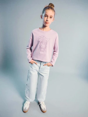 Jeansy wide leg z gwiazdami jasnoniebieski - Dzieci - lata - MANGO KIDS