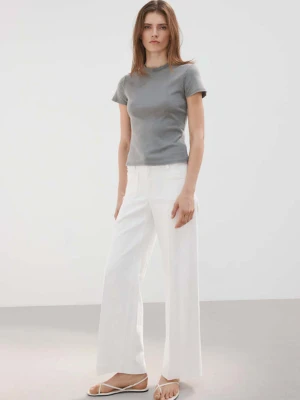 Jeansy wide leg z kieszeniami biały - Kobieta - - MANGO