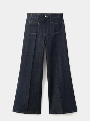 Jeansy wide leg z kieszeniami niebieski - Kobieta - MANGO