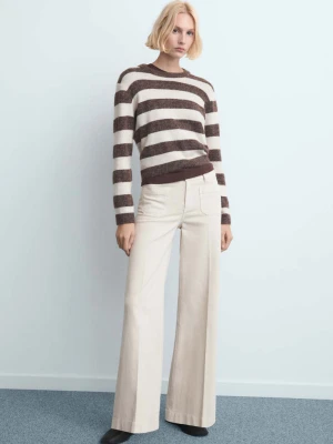 Jeansy wide leg z kieszeniami piaskowy - Kobieta - - MANGO