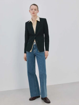 Jeansy wide leg z kieszeniami średni niebieski - Kobieta - - MANGO