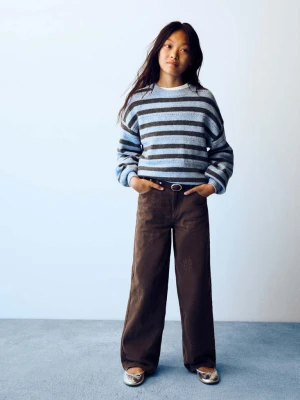 Jeansy wide leg z nadrukami brązowy - Dzieci - MANGO KIDS