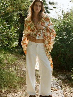 Jeansy wide leg z niskim stanem biały - Kobieta - - MANGO