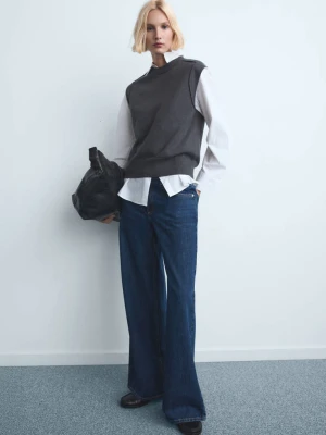 Jeansy wide leg z niskim stanem ciemnoniebieski - Kobieta - - MANGO