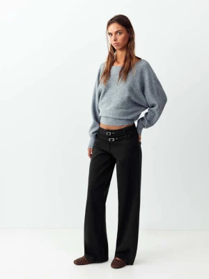 Jeansy wide leg z podwójnym paskiem antracytowy - Teen - MANGO TEEN