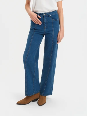 Jeansy wide leg z przeszyciem
