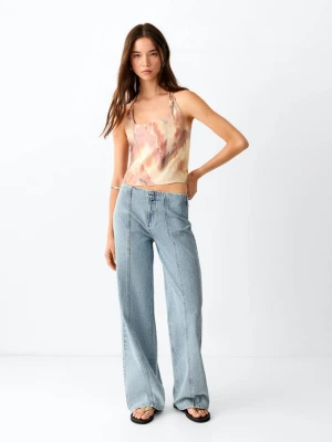 Jeansy wide leg z przeszyciem jasnoniebieski - Teen - - MANGO TEEN