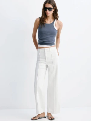 Jeansy wide leg z wysokim stanem biały - Kobieta - - MANGO
