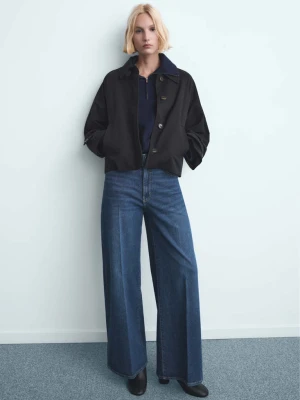 Jeansy wide leg z wysokim stanem ciemnoniebieski - Kobieta - MANGO