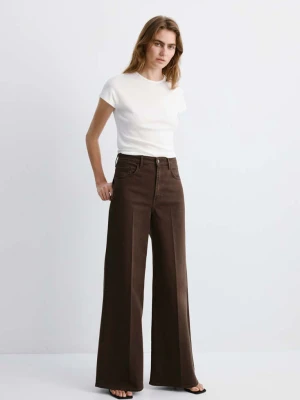 Jeansy wide leg z wysokim stanem czekoladowy - Kobieta - - MANGO