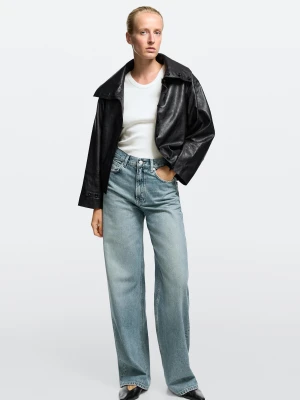 Jeansy Wide Leg Z Wysokim Stanem - Jasnoniebieski - Massimo Dutti - Female