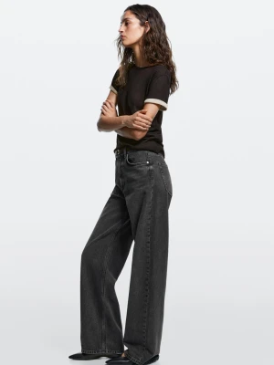Jeansy Wide Leg Z Wysokim Stanem - Szary - Massimo Dutti - Female