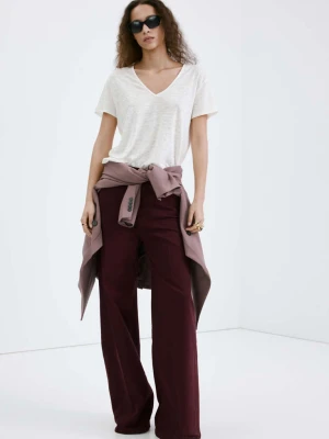 Jeansy wide leg z wysokim stanem winny - Kobieta - - MANGO