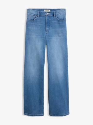 Jeansy wide leg z wysokim stanem z bawełny organicznej BonPrix niebieski