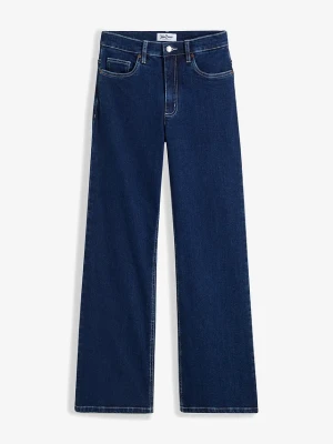 Jeansy wide leg z wysokim stanem z bawełny organicznej BonPrix niebieski