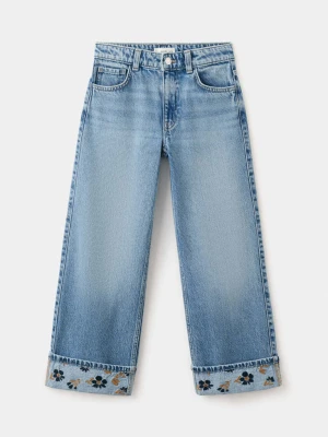 Jeansy wide leg z wywiniętym dołem średni niebieski - Dzieci - - MANGO KIDS