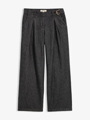 Jeansy wide leg z zaszewkami w pasie BonPrix czarny